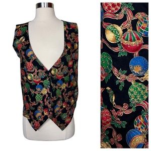 Vintage Robyn-Lyn Holiday Christmas Festive Ornament Ugly Cotton VNeck Vest L